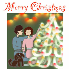 happy new year,merry christmas,happy holidays,happy 2022,christmas tree,family,husband,wife,dog,snow,hello winter,snow-covered house,christmas trees,snowflakes,snowy landscape,winter cozy landscape,wh