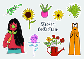 Colorful Hand drawn stickers collection