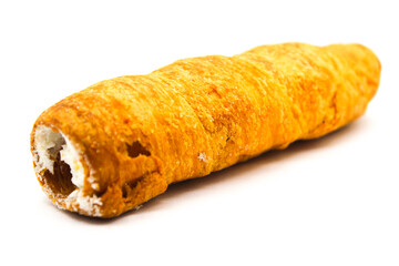 Puff cream Rolls on white background with selective focus