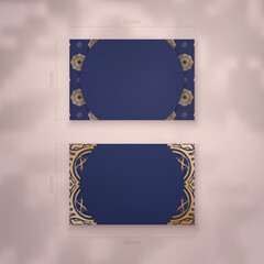 Presentable business card in dark blue with abstract gold pattern for your brand.