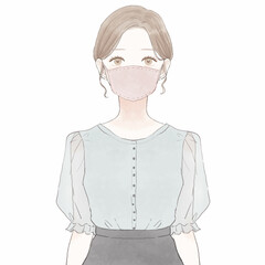 布マスクをしている女性