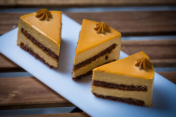 Homemade cakes and pies with different creams