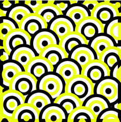 abstract pattern in the form of black and yellow circles