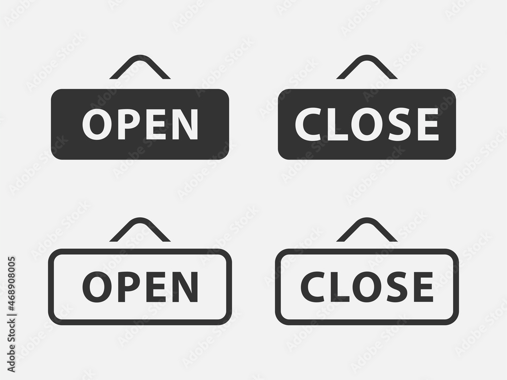 Poster set of close and open icon vector sign. cancel symbol web design. error, denied, avoid or wrong data