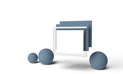 Browser windows, rectangular site templates.  3d rendering of illustrations on the Internet, browser, presentation, it company. White background, gray color.