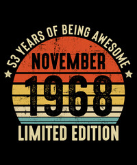Fototapeta premium November 1968 - 53th Birthday Gifts