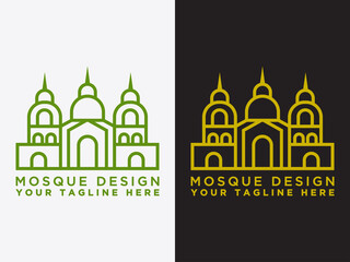 Obraz premium Creative illustration of the set mosque in line style. Islamic Day Celebration. - Vector 