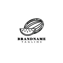 watermelon logo cartoon template icon design black vector illustration