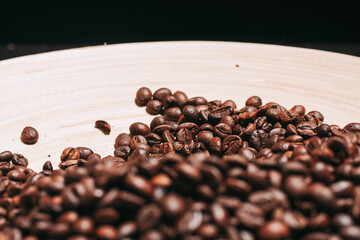 coffee beans breakfast fresh scent view from above