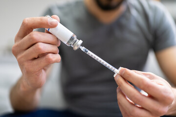 Patient Making Insulin Shot By Single Use
