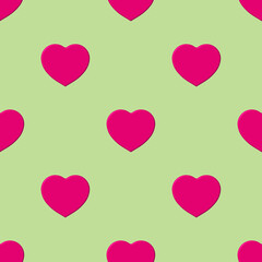 Seamless pattern. Pink heart on pastel pea backgrounds. symbol of love. Template for application to surface. 3d image. 3d rendering