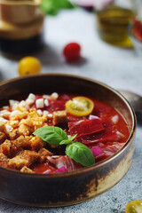 Spanish traditional tomato soup salmorejo
