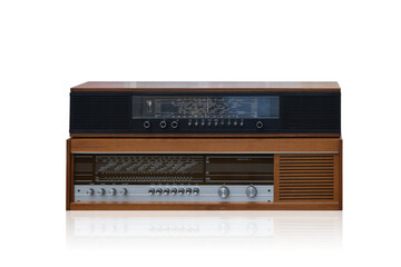 Fototapeta premium front view di cut old beautiful Radio on white background,copy space