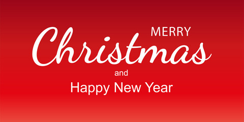 Fototapeta na wymiar Merry Christmas and Happy New Year. Lettering on a red gradient background. Vector illustration.