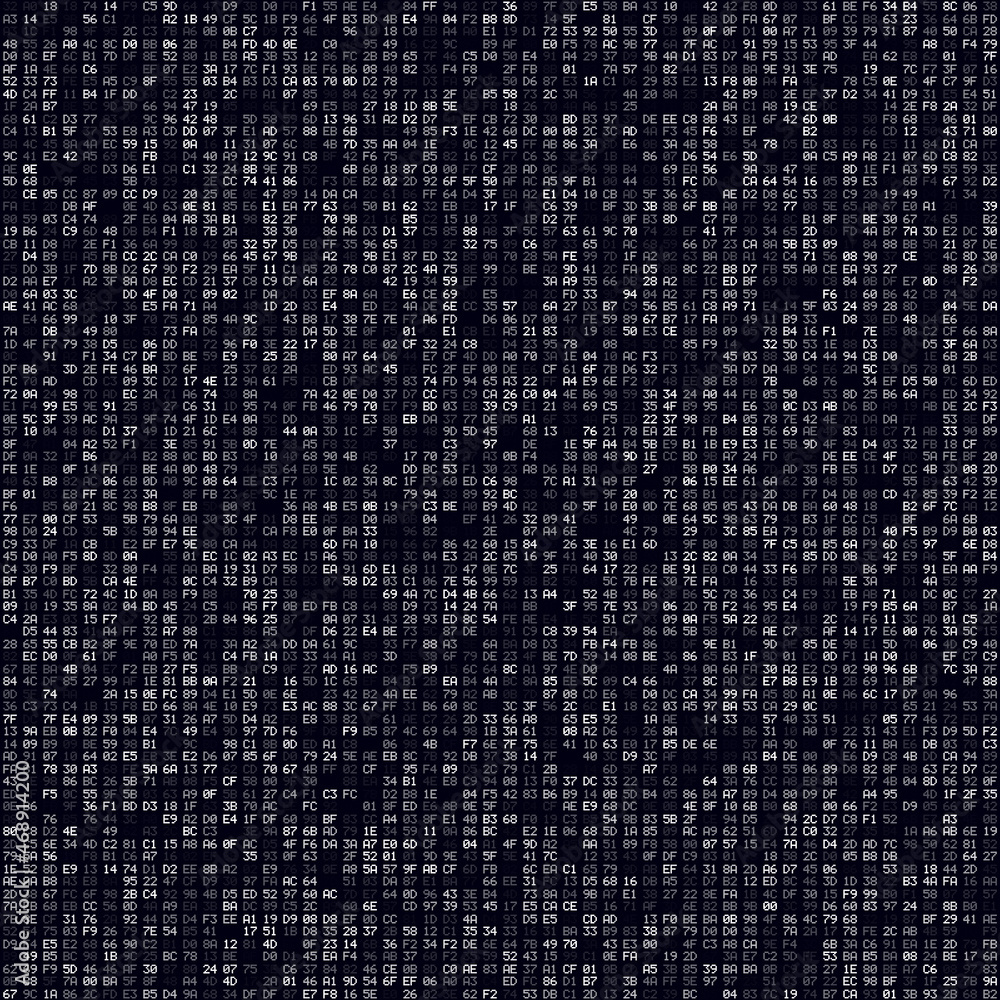 Aufkleber digital background. white filled hexadecimal pairs background. big sized seamless pattern. cool vect