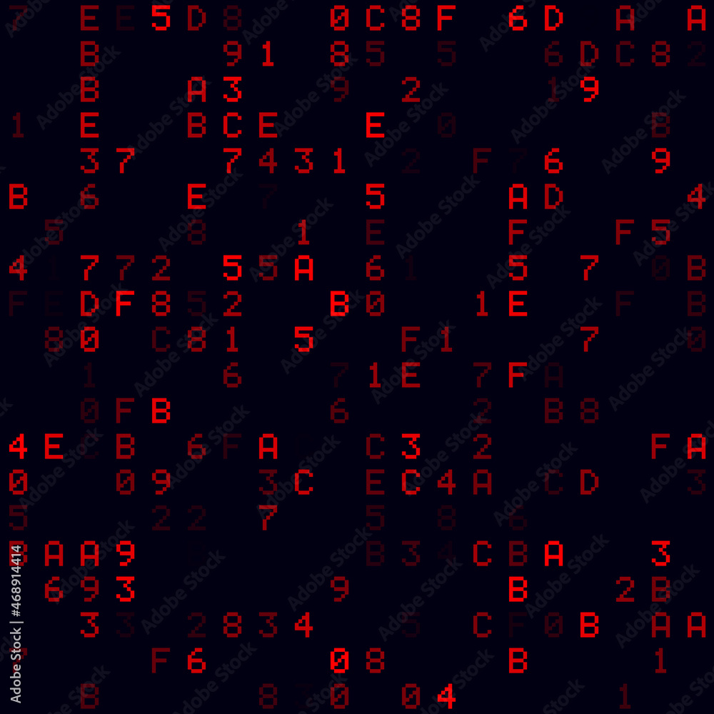 Poster abstract matrix background. red sparse hexadecimal background. small sized seamless pattern. amazing