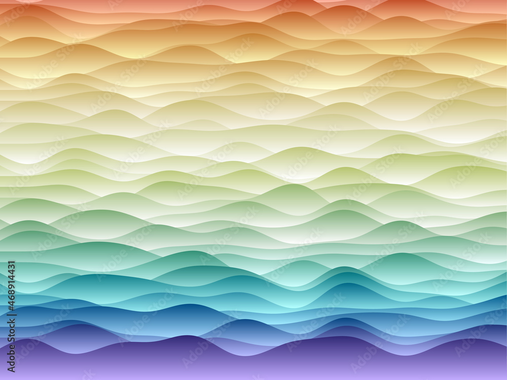 Poster abstract curves background. smooth curves with gradients in spectral colors. superb vector illustrat