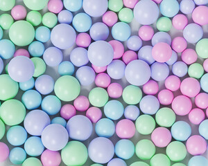 Pastel colored balls or spheres background, 3d render