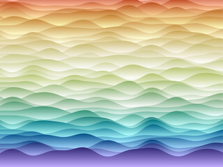 Abstract curves background. Smooth curves with gradients in spectral colors. Superb vector illustration.