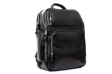 stylish backpack made of genuine leather, dark brown