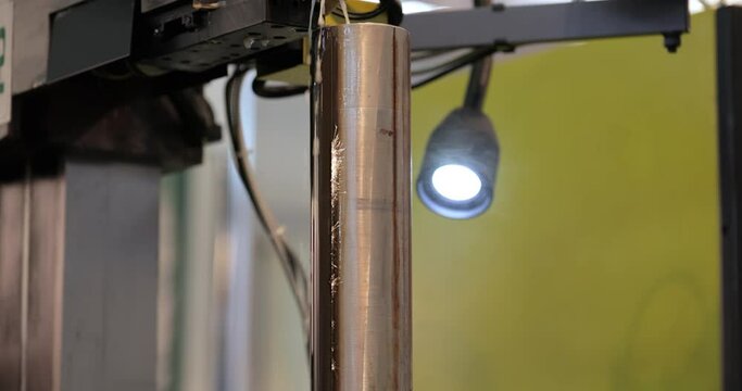 EDM CNC machine while cutting the sample work pieces. Cutting metal modern processing technology Making Industrial Details.