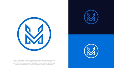 Initial M logo design. Innovative high tech logo template. 