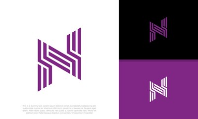 Initial N logo design. Innovative high tech logo template. 