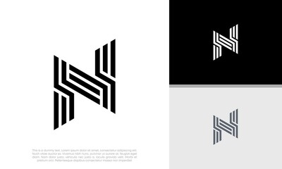 Initial N logo design. Innovative high tech logo template. 