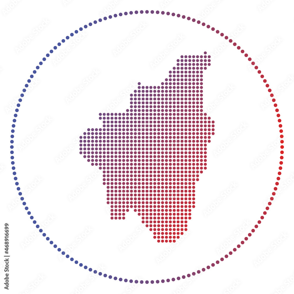 Poster lobos island digital badge. dotted style map of lobos island in circle. tech icon of the island with
