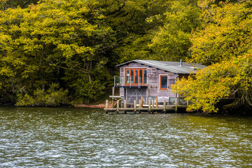 Obraz premium Boathouse on Lake Windermere, Cumbria, UK.