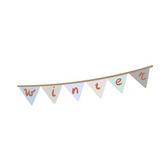 Fototapeta premium Garland of decoration flags in doodle style. Simple decor for a festive Christmas and New Years. Vector illustration isolated on white background.