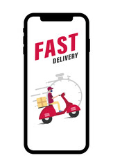 Fast delivery service, online tracking of delivery, delivery to any place. mobile app. Vector illustration