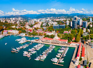 Fototapeta premium Sochi aerial panoramic view, Russia