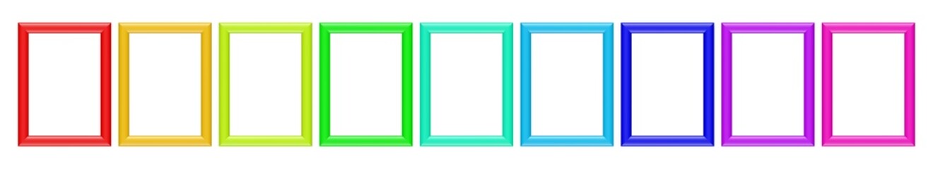 eine Reihe bunter Bilderrahmen