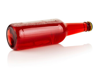 Glass bottle with a red drink