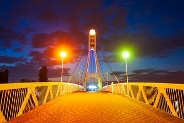 Kisses bridge through Kuban river, Krasnodar