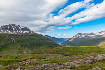 Fototapeta na wymiar View over Seydisfjordur fjord in east Iceland