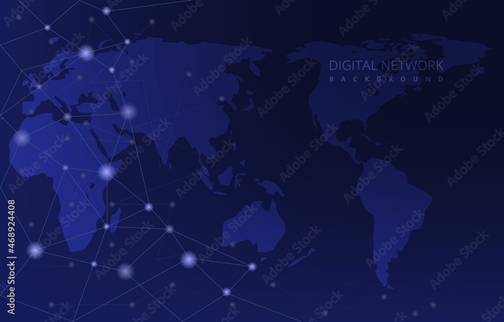 Poster global map digital network connection internet technology background