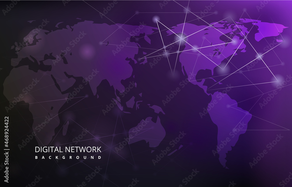 Poster global map digital network connection internet technology background