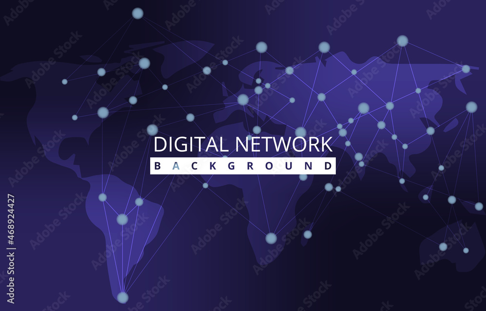 Poster global map digital network connection internet technology background