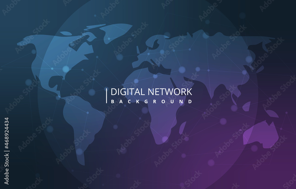 Poster global map digital network connection internet technology background