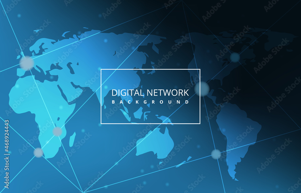 Poster global map digital network connection internet technology background