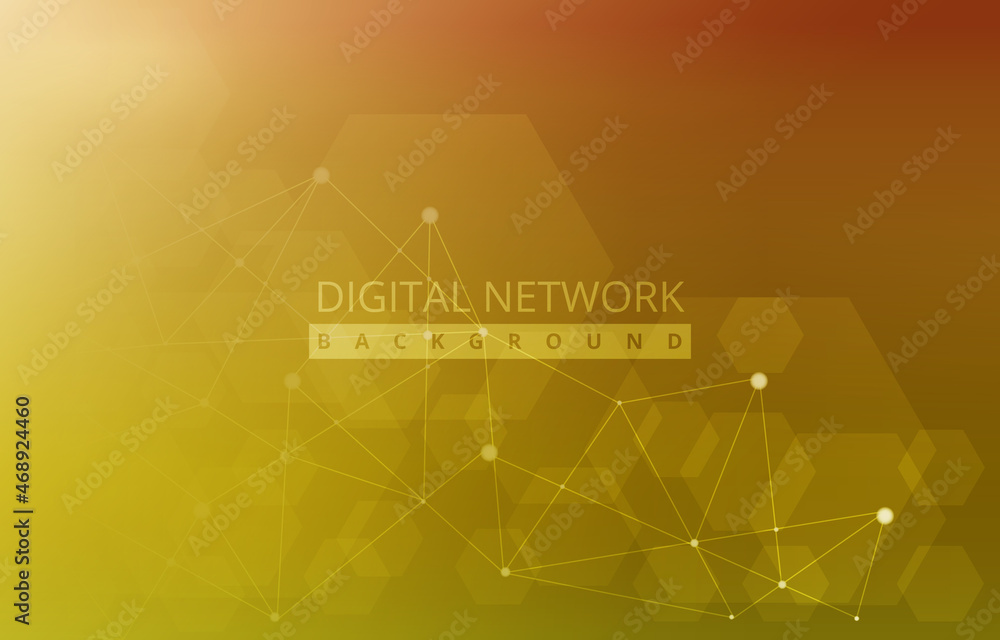 Poster golden hexagon digital network connection internet technology background