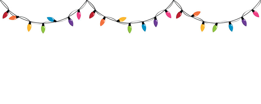 colorful fairy lights for christmas birthday and party isolated on white background