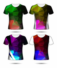  t-shirt templates abstract geometric collection of different colors polygonal mosaic