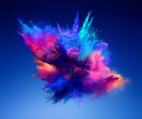 Wandcirkels plexiglas Explosion of pink and blue powder © Artem Popov