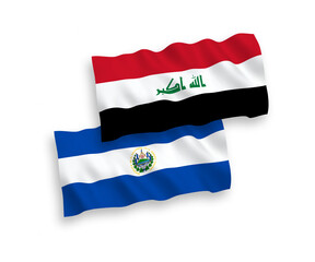 Flags of Republic of El Salvador and Iraq on a white background