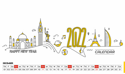 Calendar Template for 2022 year corporate design planner template Design.