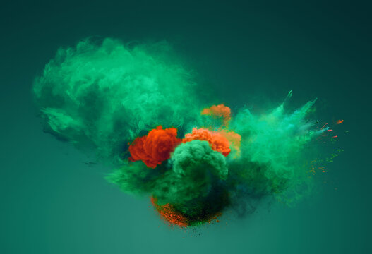 Green And Orange Powder Explosion