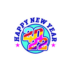 New Year 2022, Happy New Year 2022, Typography 2022 colorful Text. Happy New Year 2022 Typography.